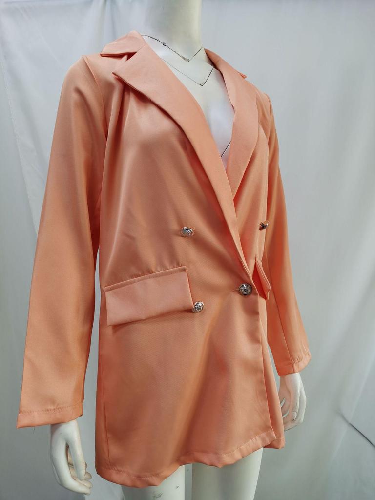 European & American Fashion Lapel Cardigan Mid-length Temperament Suit Jacket for Women