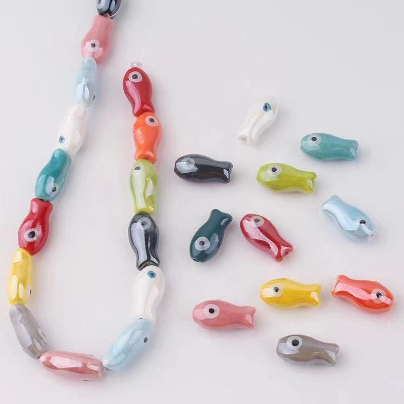 10Pcs Little Fish Ceramic Beads Diy Necklace Earrings Jewelry Accessories Pendants Loose Beads For Crafting