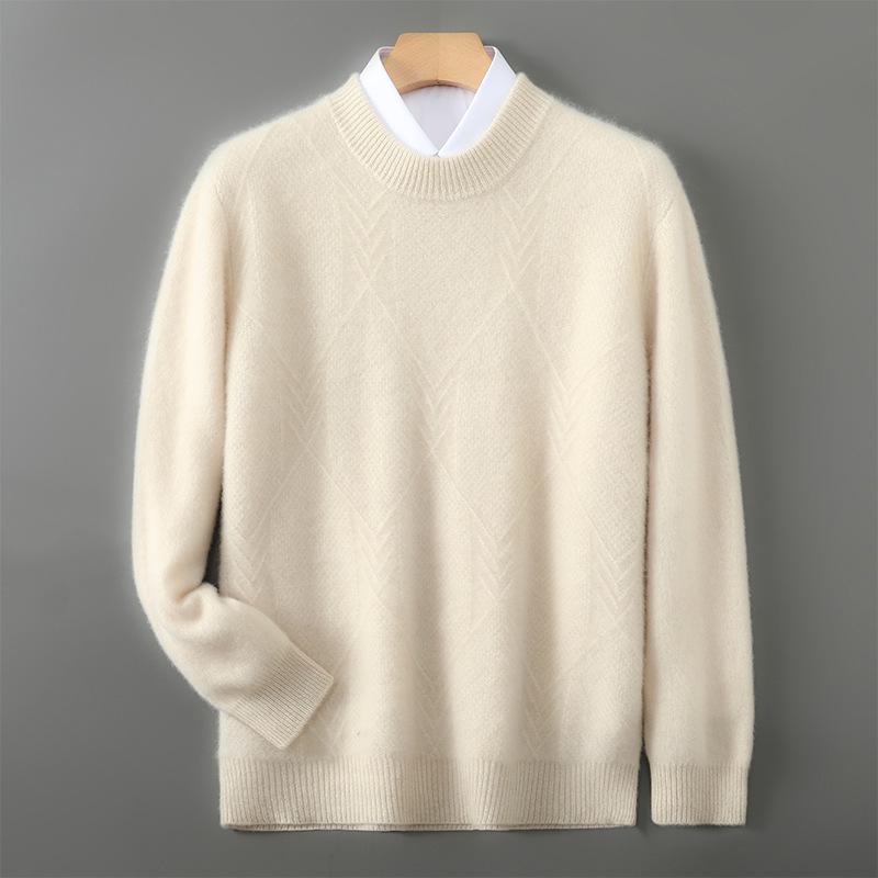 2025 A/W Men s Thick Pure Wool Jacquard Knit Pullover XXXL