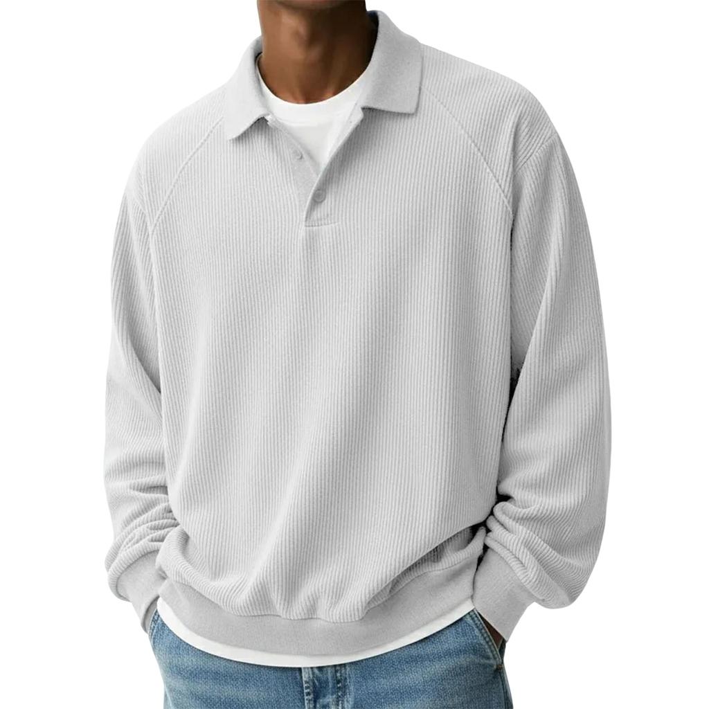 Men's Sweatshirt Basic Quarter Button Pullover Casual Long Sleeve Top For Fall Winter