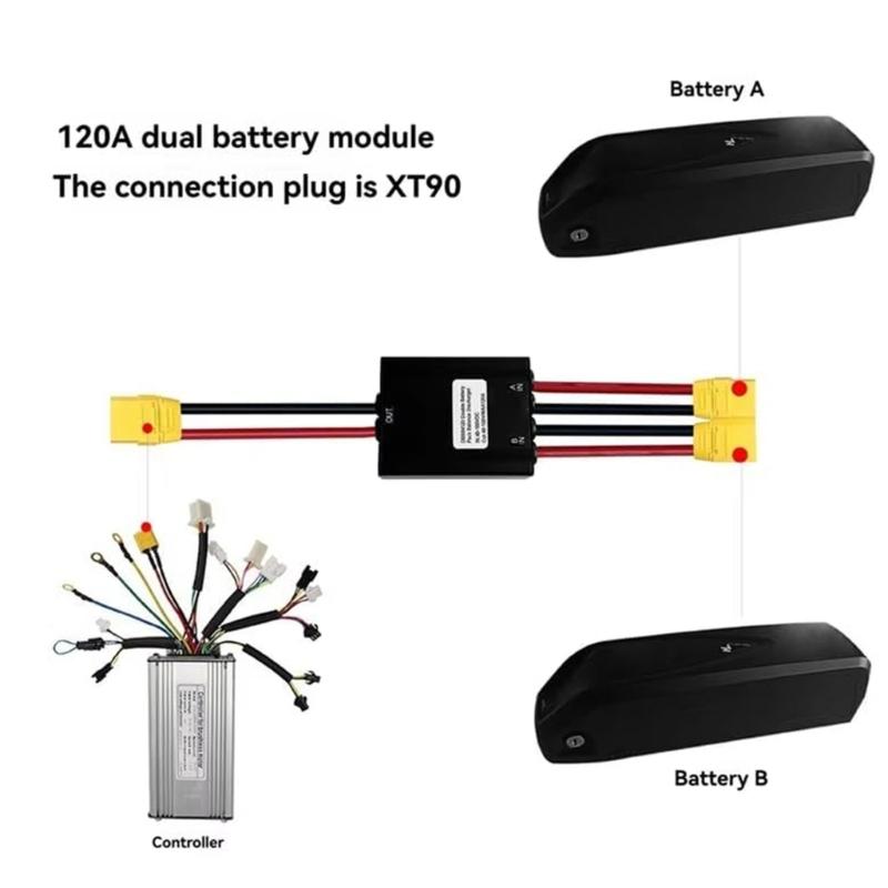 Double Battery Discharge Module 40 to 100V 120A Aluminum Converter for Electric Bike Battery Upgrades XT90 Interface