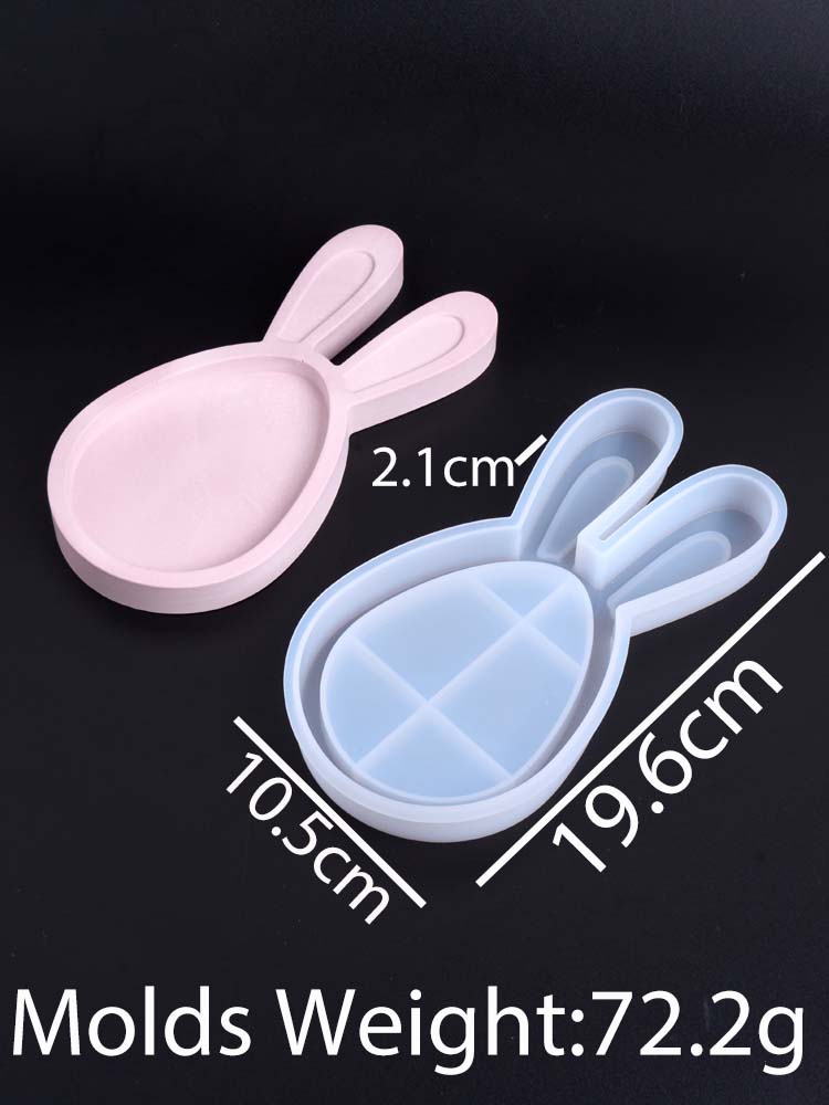 

Rabbit Storage Tray Silicone Mold DIY Easter Bunny Ornaments Display Plate Making Plaster Resin Coaster Craft Molds Home Decor