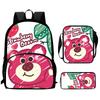 Strawberry Bear School Bag High Definition Printing Multi-Function Oxford Lightweight Backpack