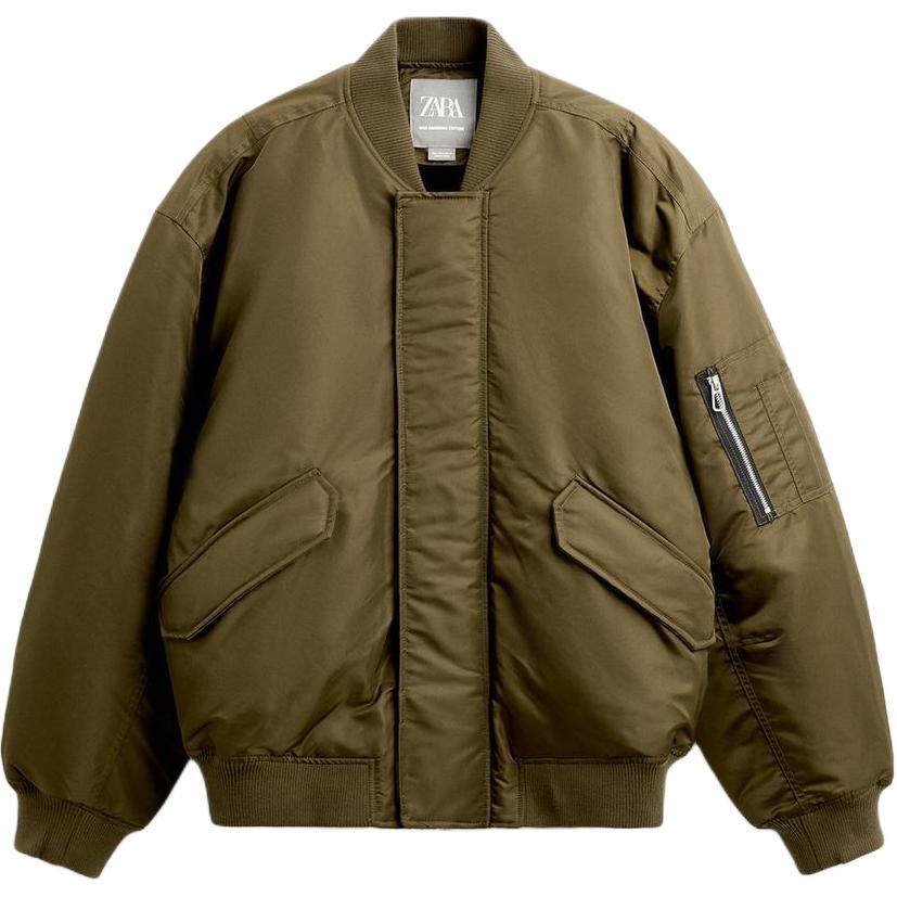 ZARA Jackets Men`s Khaki Baseball Collar