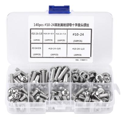 140 adet set #1024 Paslanmaz Çelik Yıldız Pan Başlı Vidalar Plastik Kutu ile