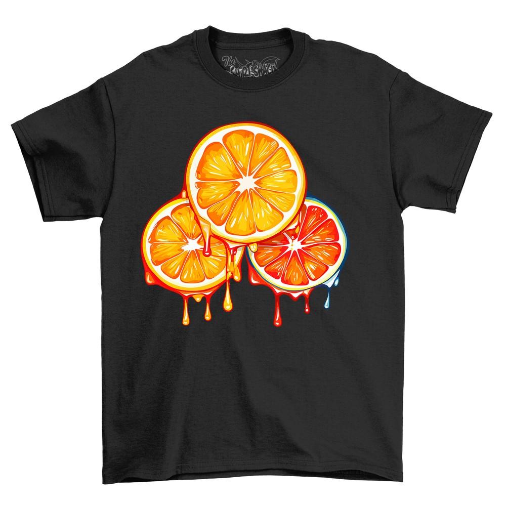 Orange Slice Paint Drip - Funny and Refreshing! 100% Cotton, Funny T-shirt, Unis