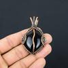 Bijoux en Onyx Noir, Pendentif Enveloppé de Fil de Cuivre 999 Fait Main Bijoux en Pierre Précieuse, Cadeaux Pour Femme Pendentif Tout Neuf
