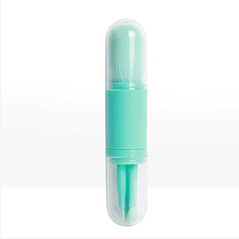 Compact 4-in-1 Retractable Makeup Tool: Eyeshadow & Loose Powder Brush for All Skin Tones