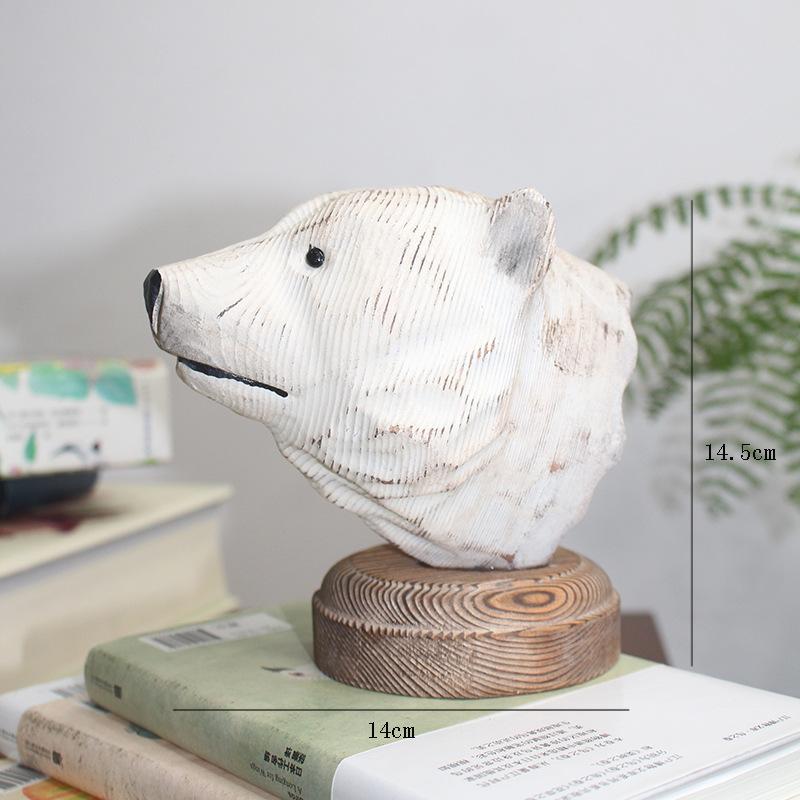 Konstgjord Djurskulptur Träsnideri Tiger Lejon Djurhuvud Träsnideri Hantverk Tallris Prydnader Heminredning Tillbehör