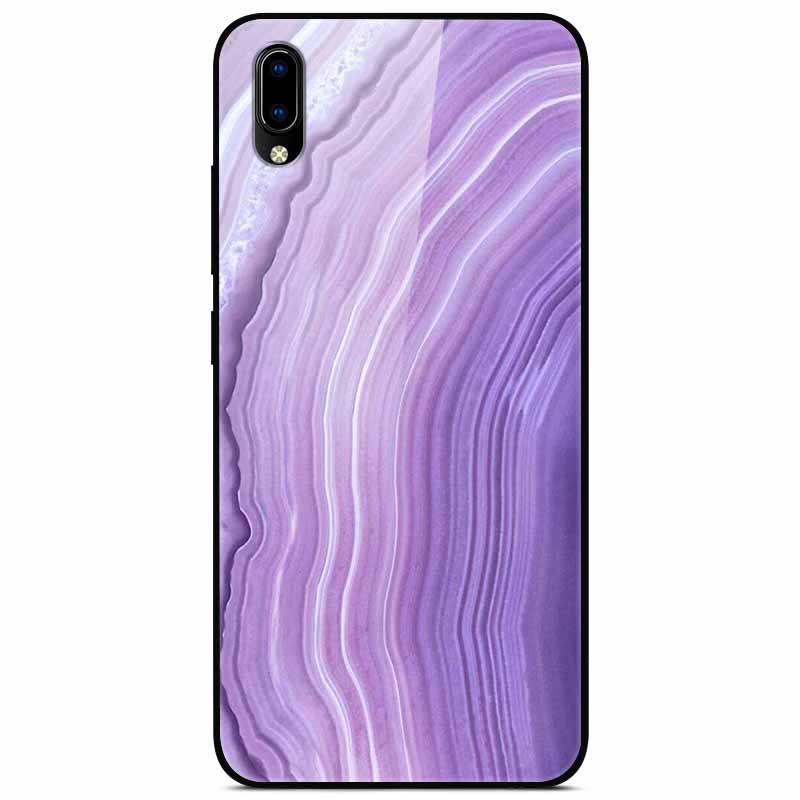 Case Tempered Glass Hard Clear Phone Case For Vivo Y91C Protector Shockproof Marble Fundas Coque