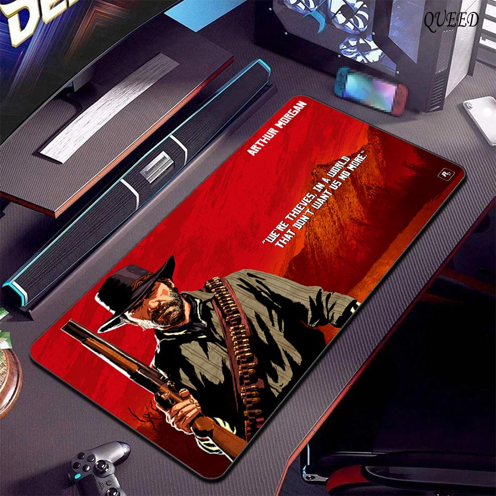 Red Dead Redemption 2 XXL Anime Carino Mousepad Accessori per Computer Tastiera da Gioco Mousepad in Gomma Ragazza Giocatrice PC Tappetino Antiscivolo per Scrivania