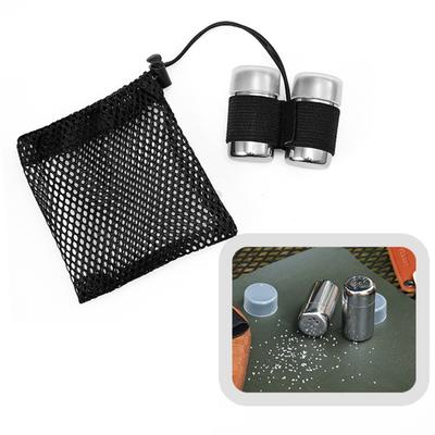2Pcs Stainless Steel Seasoning Bottle with Mesh Bag Portable Outdoor Camping