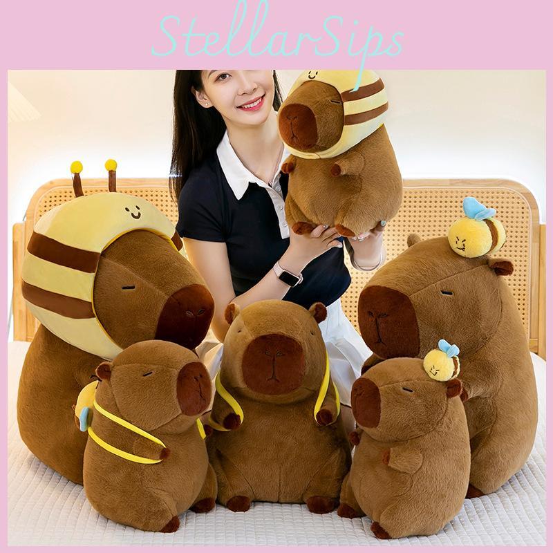 Capybara Animal Plush Toy Cushion With Bee Backpack For Kids Gift