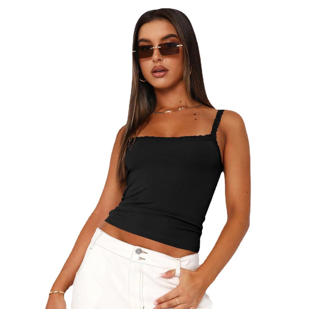 Women Summer Slim Versatile Camisole Vest Suspenders U-Neck Inside Bottoming Shirt Short Inner Tank Top Solid Color