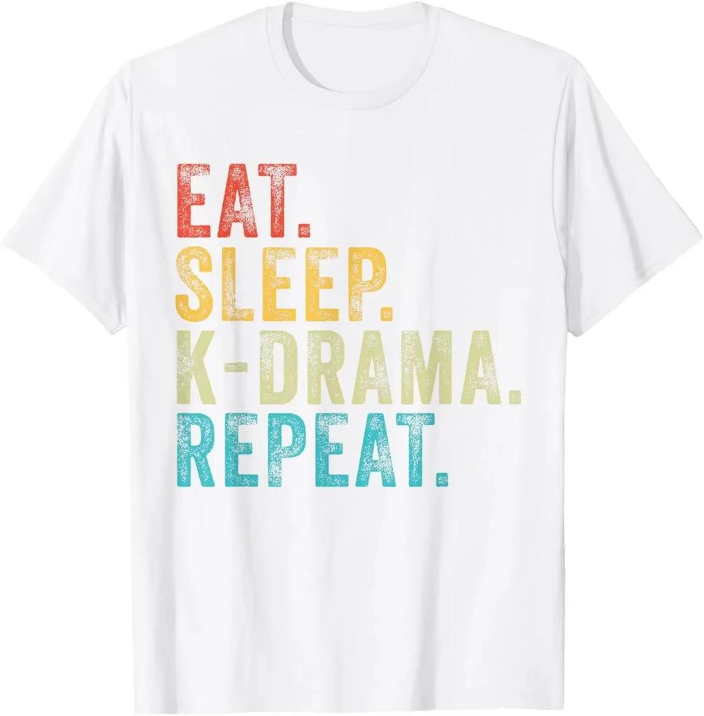 Eat Sleep Kdrama Repeat Tv Korean Movie Television Hangul Tshirt Unisex Clothing Kawaii Clothes Korean Camisetas