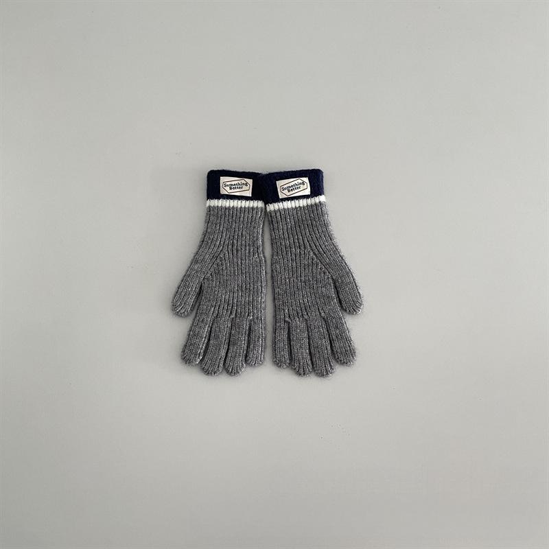 

New Touchscreen Kids Gloves Winter Warm Windproof Cold Proof Five Finger Knitting Retro Korean Style Color Mix сірий
