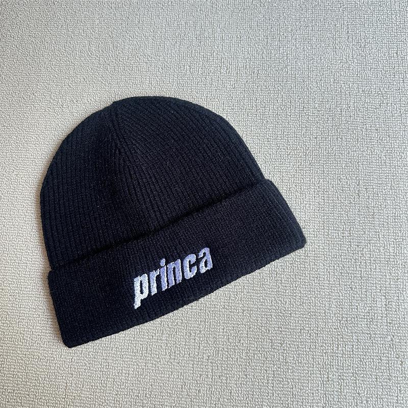 English Embroidered Arctic Velvet Dome Beanie Versatile Warm Plush Hat Embroidered Rolled Edge Knitted Hat