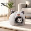 Small Animal Bedding Plush Cat Cave Bed with Ears, Enclosed Cozy Hide Bed, Non-slip Cute Ear Bottom, Warm Winter Pet Nest for Indoor Large Cats