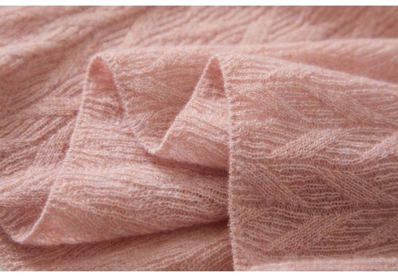 Women's 100% Pure Cashmere Floral Pattern Round Neck Loose Knit Pullover Sweater