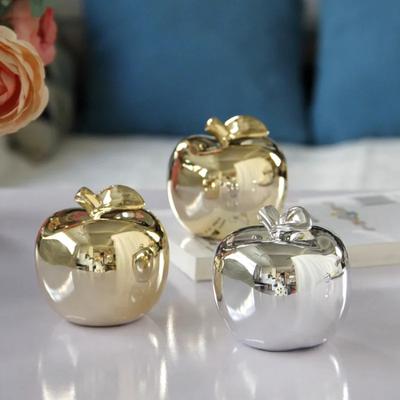 Nordic Creative Plated Gold Apple Ceramic Statue Luxury Home Decor Fruit Figurine Crafts Living Dining Room Tabletop Ornament