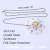 2Pieces Fashionable Crystals Glass Flower Ceiling Fan Pull Chain Set Extenders for Home Decoration In Vibranting Color