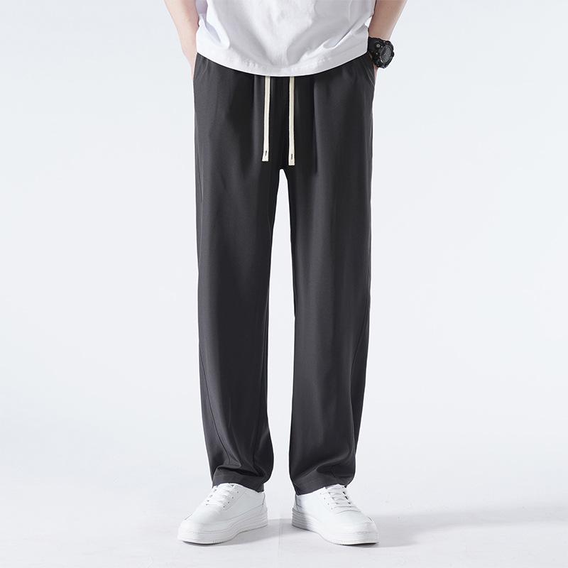 

Men s Ice Silk Wide Leg Summer Pants - Loose, Draping, Micro Flare with Stretch for Casual Wear XL темно-серого