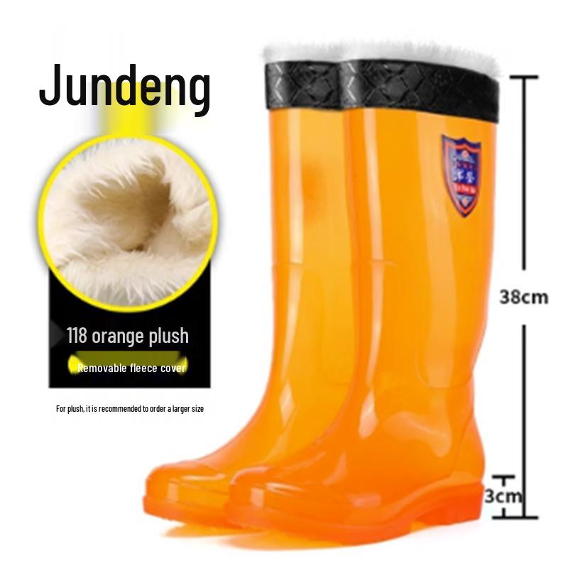 Men's Tan Quick-Dry High-Top Rain Boots - Waterproof, Non-Slip, No-Mesh Rubber Shoes