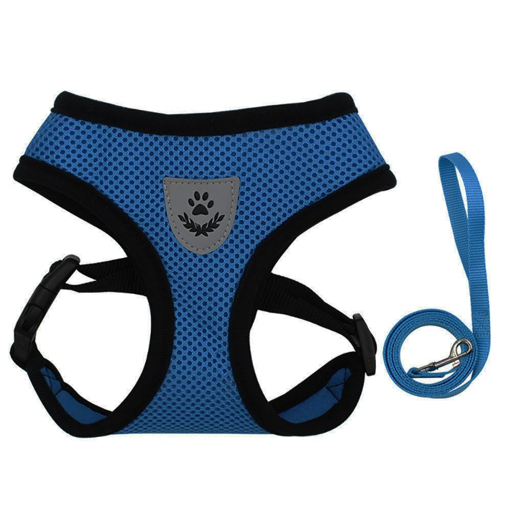 

Lightweight Pet Harness Leash Set for Small Medium Dogs Cats Breathable Pets Vest Reflective Harnesses For Maine Cat Supplies S синий
