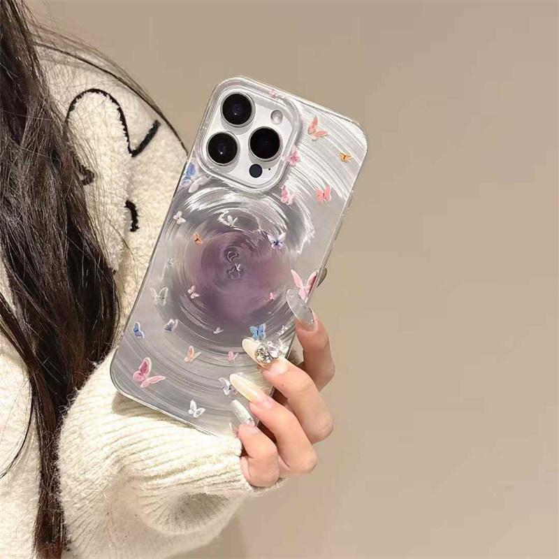 

Милый чехол для телефона с цветочным узором в виде бабочки и лазерного завитка для iPhone 16 15 14 13 12 11 Pro Max, противоударный защитный чехол Funda iPhone 16 Pro Max