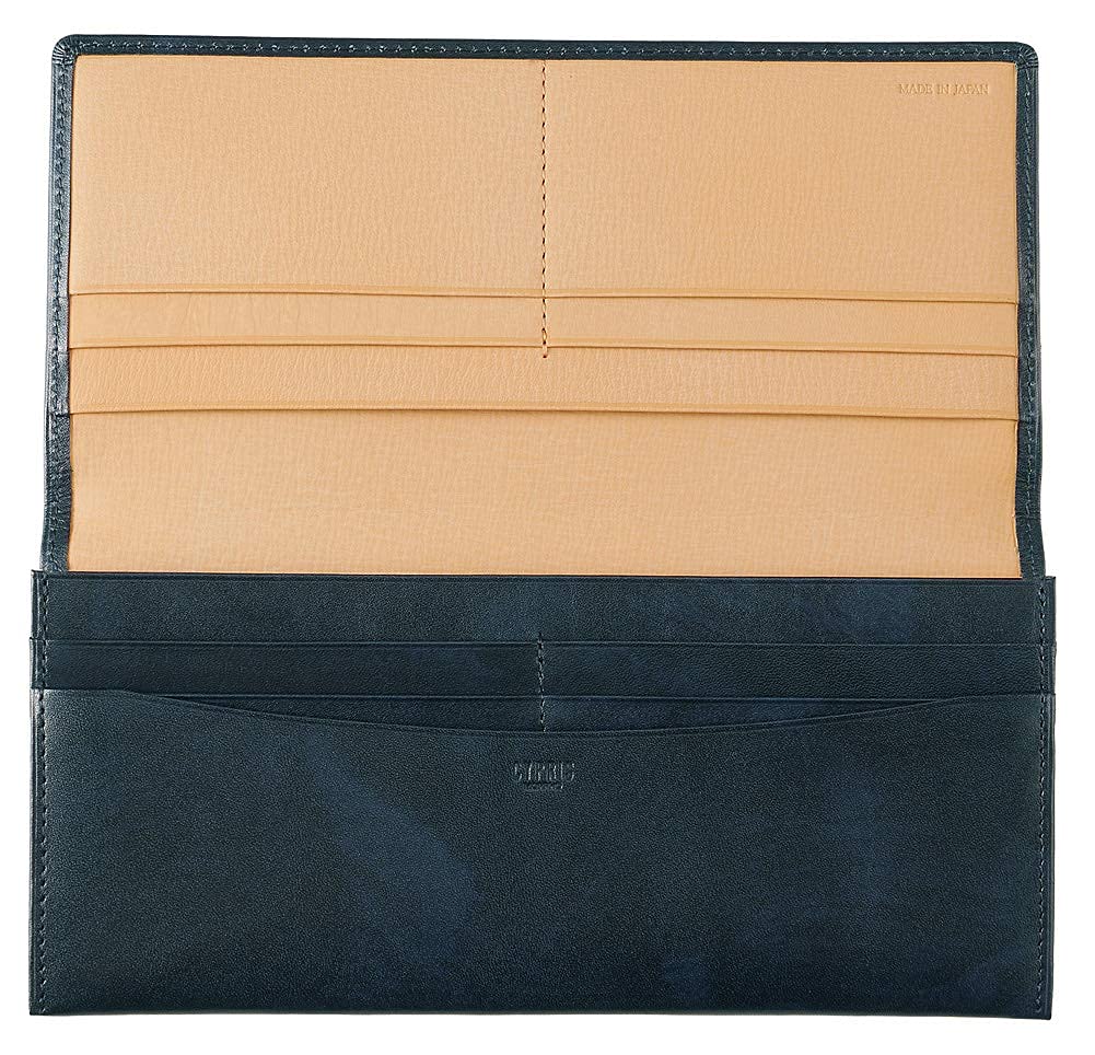 Cypris White Heron Leather Long Wallet with Flap Lid and No Coin Navy Perfect for or As a Boyfriend Gift Pocket, Blue, 8220, Men's Gift, Father's Day,