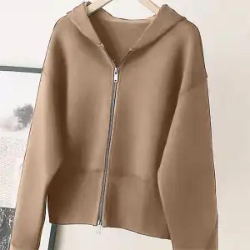 New Autumn Sweatshirt with Wide Waistline Design Hooded Zipper Short Cardigan Casual Loose and Versatile Cardigan