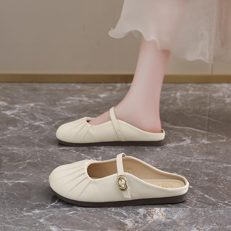 

Модные женские мюли слипоны с закрытым носком, женские тапочки без задника для дома, прогулочные лоферы, деловая повседневная плоская обувь 35