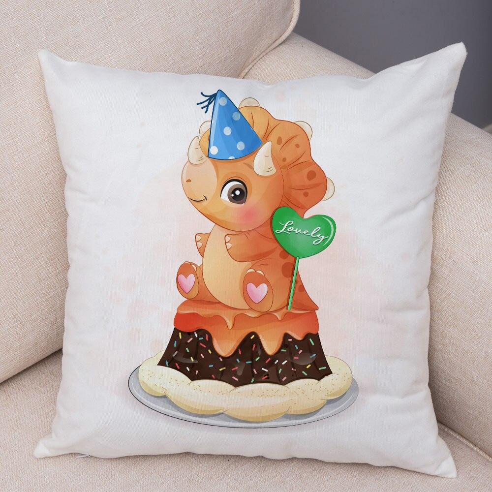 Husă de pernă Dinozaur Jurassic Desene Animat Decor Față de pernă Animal drăguț Camera copiilor Canapea Acasă Mașină