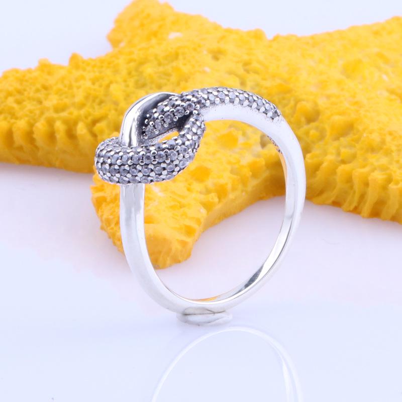 Panjia White Copper Intertwined Heart Zircon Ring - Light Luxury Diamond-Inlaid Love Ring Birthday Gift 52