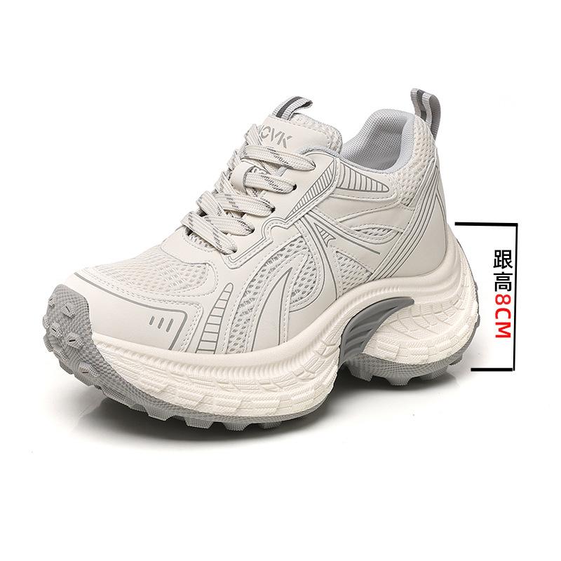 Lightweight Breathable Shoes Women's New Spring Thick-soled Heightening Casual Hiking Shoes Retro Lightweight Sports Shoes