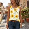 Womens Spring Tops Sleeveless Sunflower Print Summer Shirts for Women Casual Tank Style Womens Summer Shirts