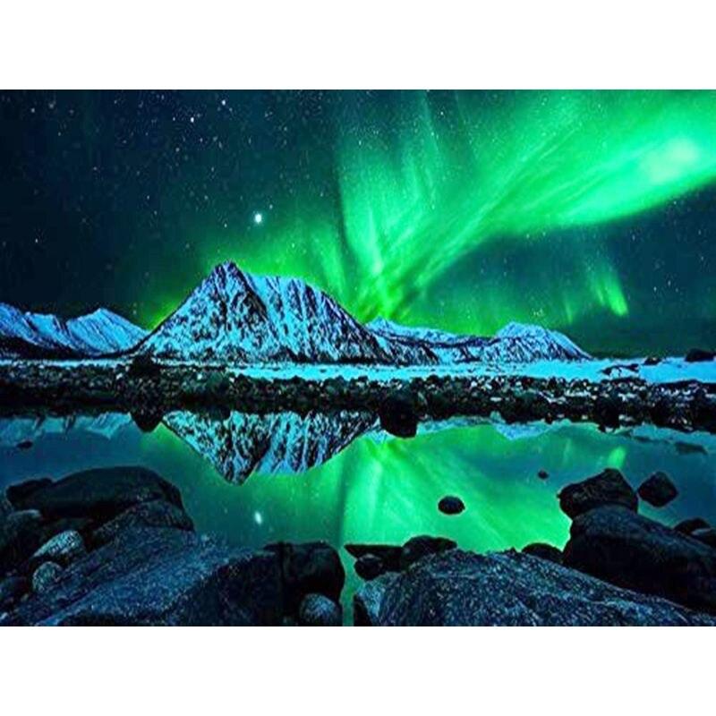 5d Diy Full Round Diamond Painting Embroidery Mosaic Aurora Polaris Landscape Home Decoration Gift Handicraf