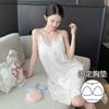 Summer Ice Silk Solid Color Printing Special Soft Ribbon Chest Pad Suspender Nightdress Skin-friendly, Breathable and Comfortable Loungewear Women's