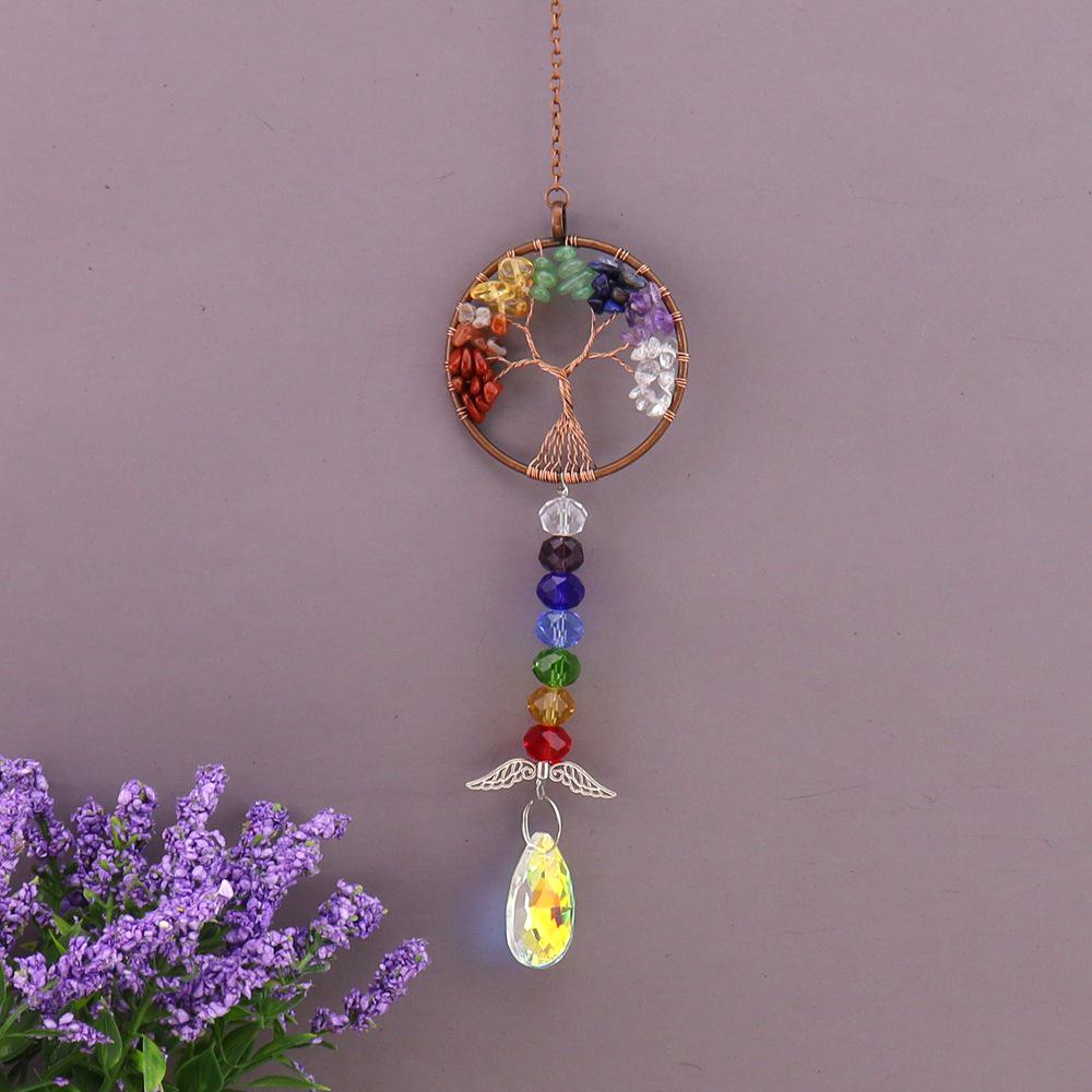 Natural Crushed Stone Tree of Life Crystal Pendant & Sun Catcher Christmas Decoration T131