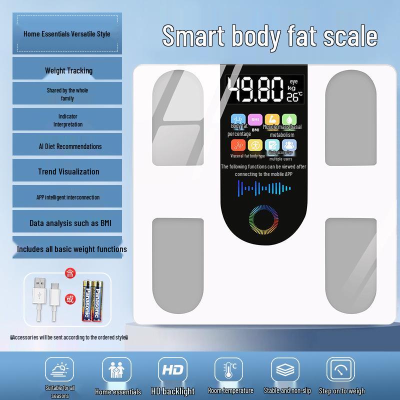 Bluetooth Body Fat Scale - Accurate Household Electronic Weight Scale for Adults