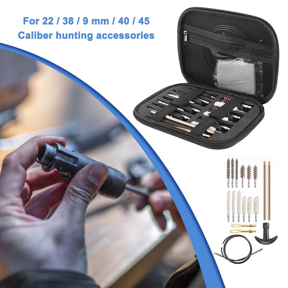 19pcs/Set Gun Barrel Cleaning Kit Pistol Handguns Rod Cleaner Brush Tools for 11/29/9mm 10/45 Caliber Rifle Shotgun Hunting Tool