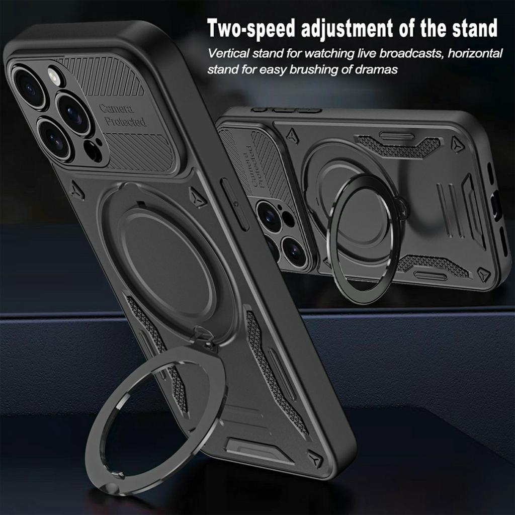 For iPhone 16 Pro Max Case Compatible with MagSafe Shockproof TPU + PC Phone Back Cover with Kickstand