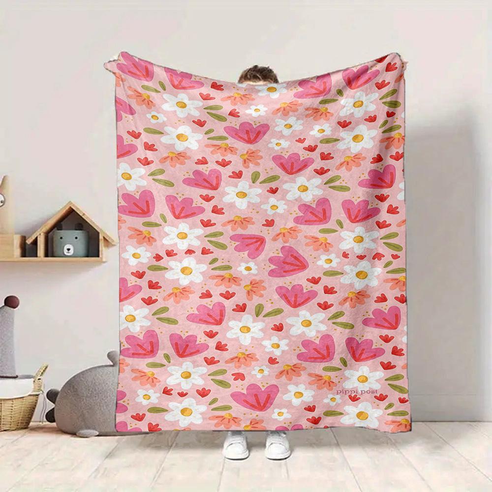 1pc Floral Pattern Lightweight Flannel Blanket, Comfortable and Warm Blanket, for Office and Camping Sofa Bed, Livingroom170