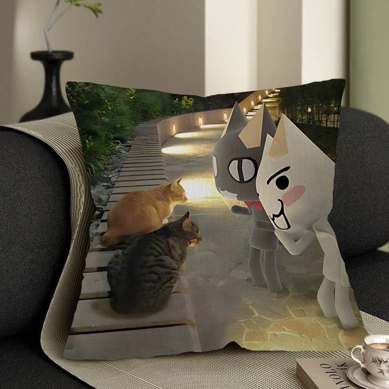 Babaite Inoue Toro CUTE Cat Personalized Picture Text Home Decorative Pillows Household Gifts 45x45cm