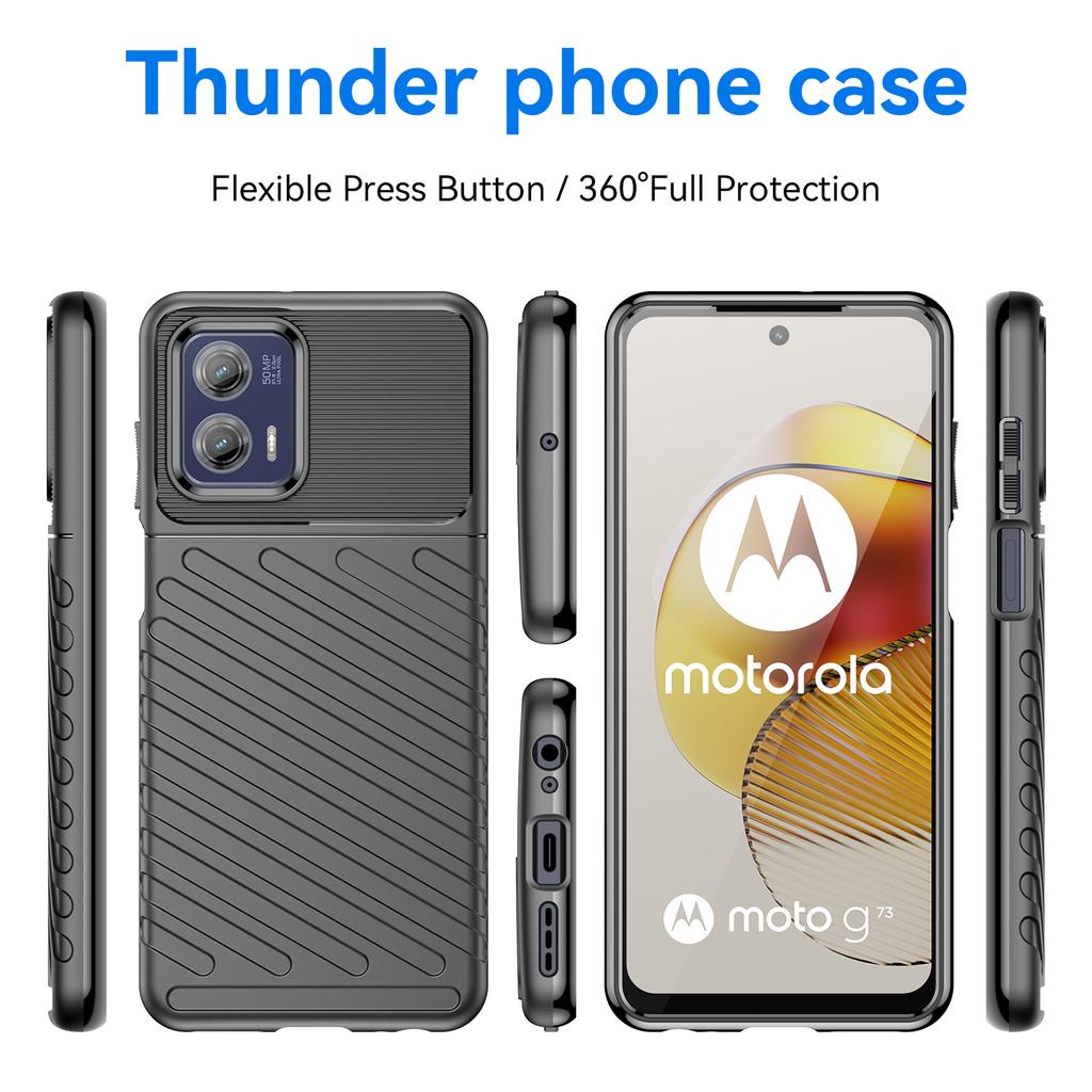 For Motorola Moto G73 5G Thunder Series Shockproof TPU Phone Case Thickened Twill Texture Cell Phone Case