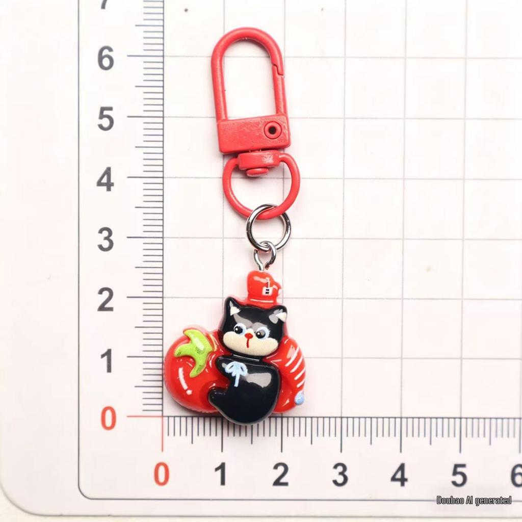Cartoon Black Cat Resin Keychain: Cute Backpack Charm & Gift