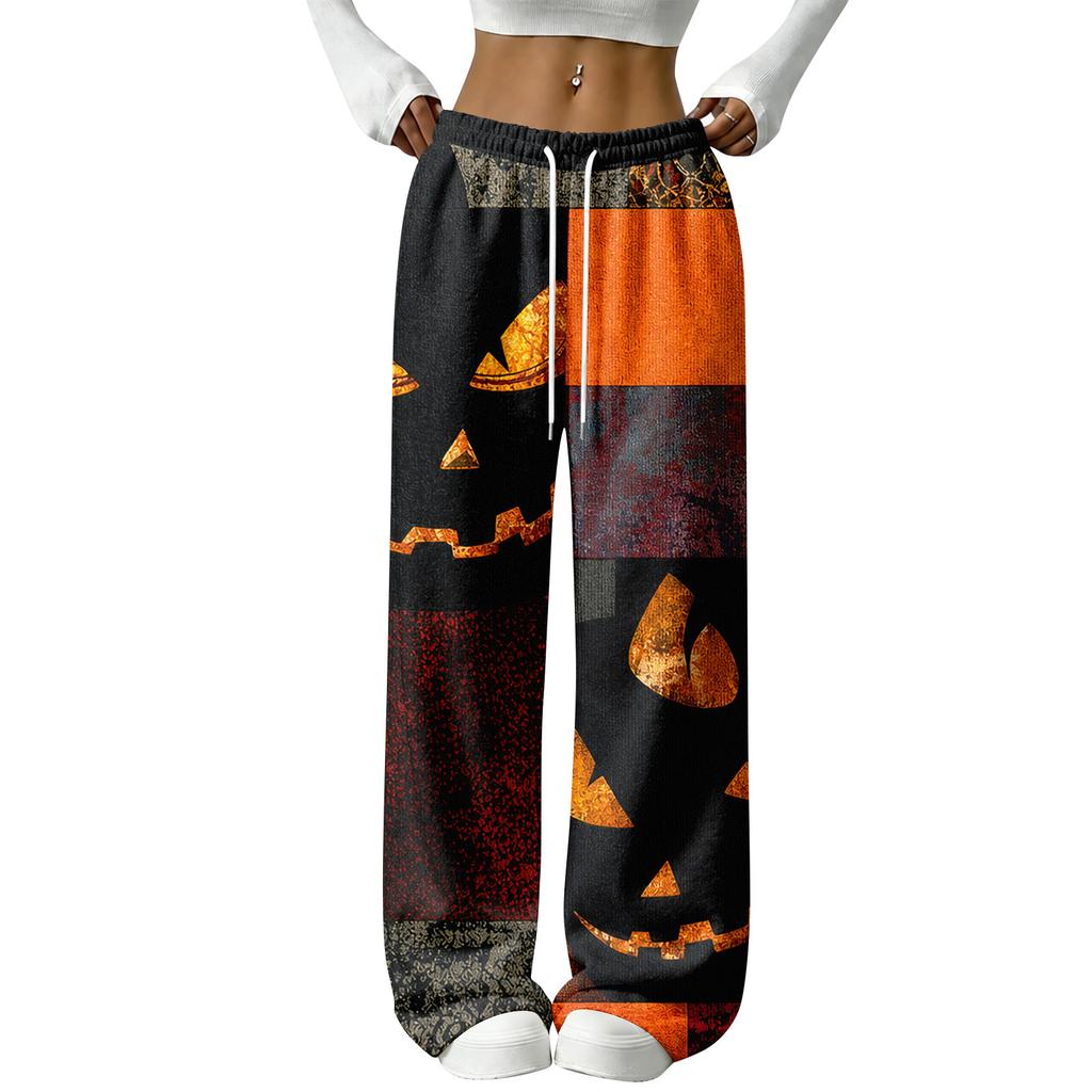 Women's Straight Leg Flannel Pajama Pants for Halloween Comfortable Wear