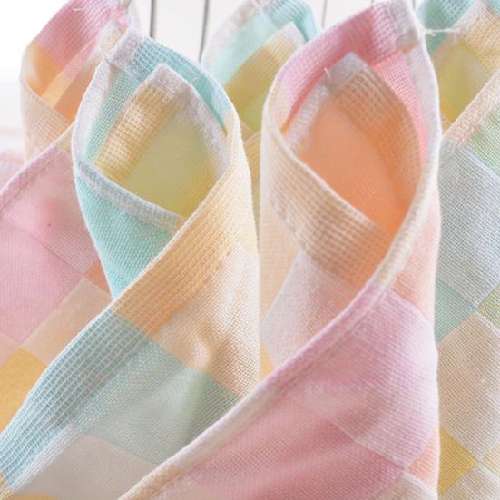 Cotton Checkered Square Towel Small 10"x10" Face Towel Absorbent Colorful Plaid Washcloth for Home Kitchen Face Washing Sweat Wiping