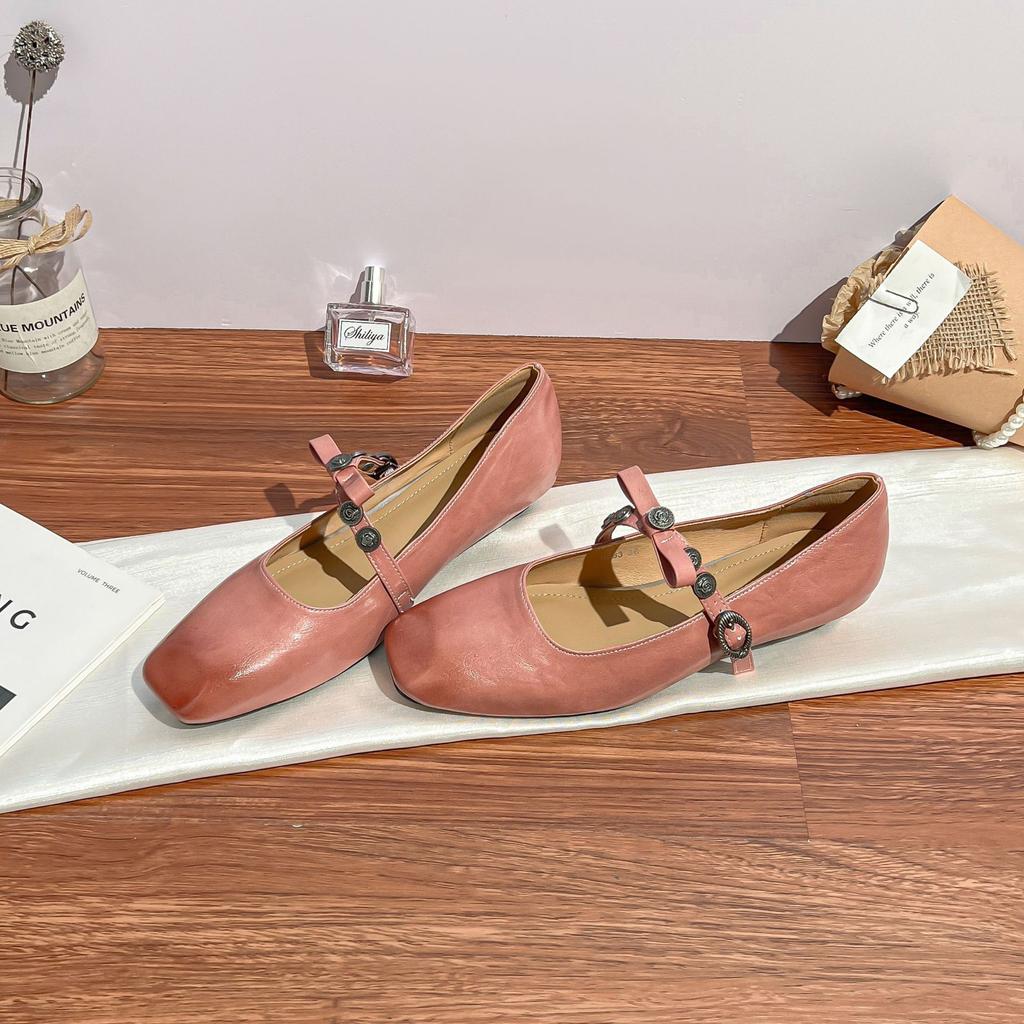 Single shoes women's summer outer wear high-end polish retro word belt Mary Jane shoes women's 2025 with skirt casual shoes