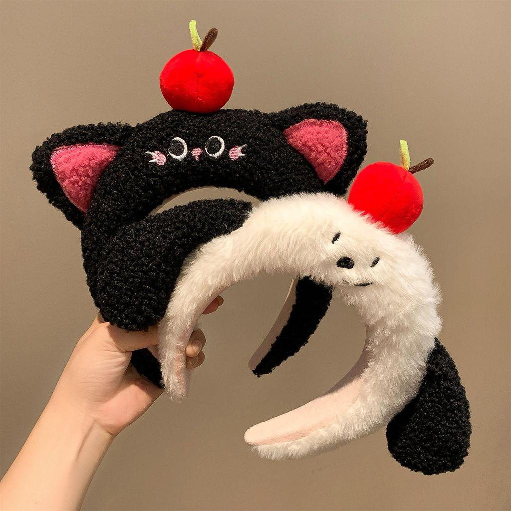 Cartoon Puppy Ears Plush Headband for Women - Autumn/Winter Daily Wear & Face Washing.